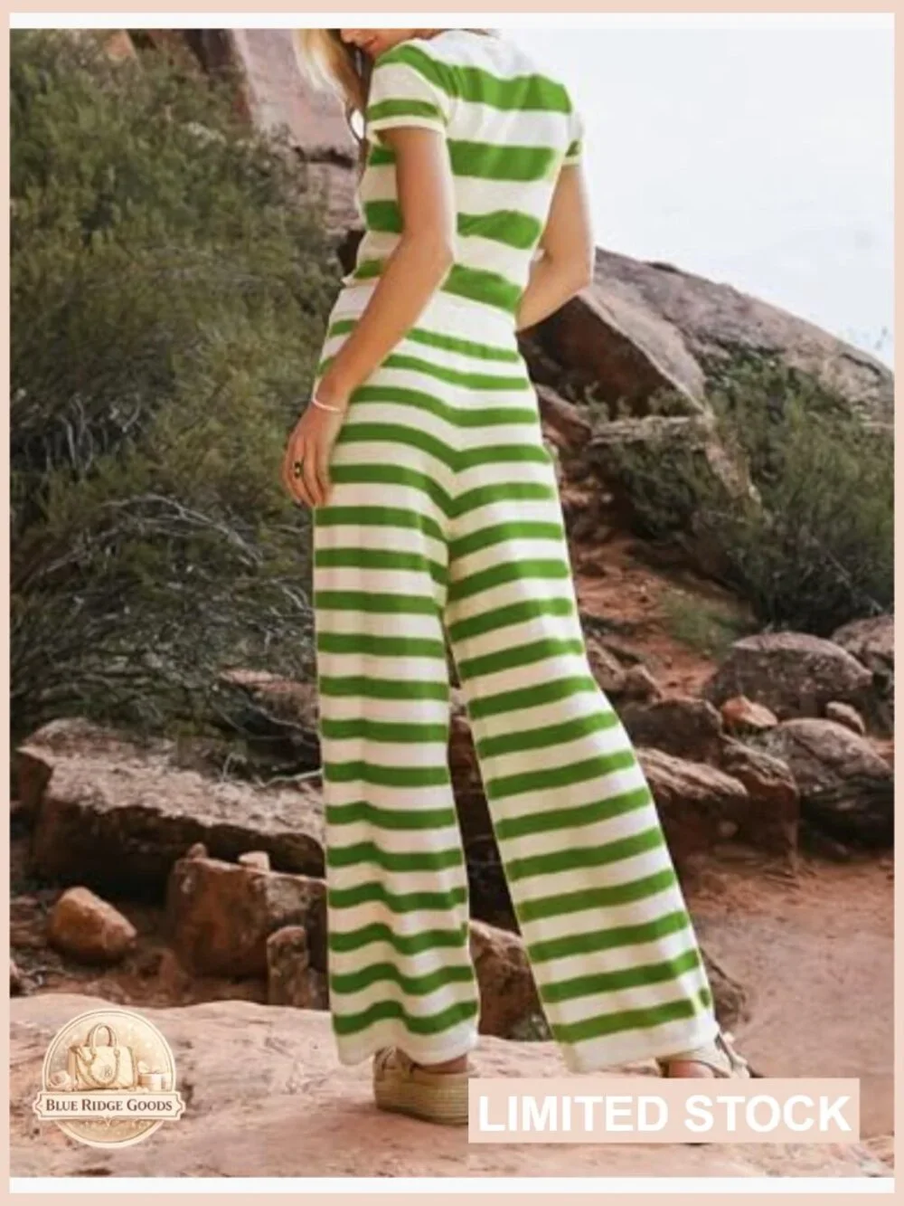 Two Piece Striped Lounge Set Crop Top Wide Leg Pants Knit Matching Sets Y2K